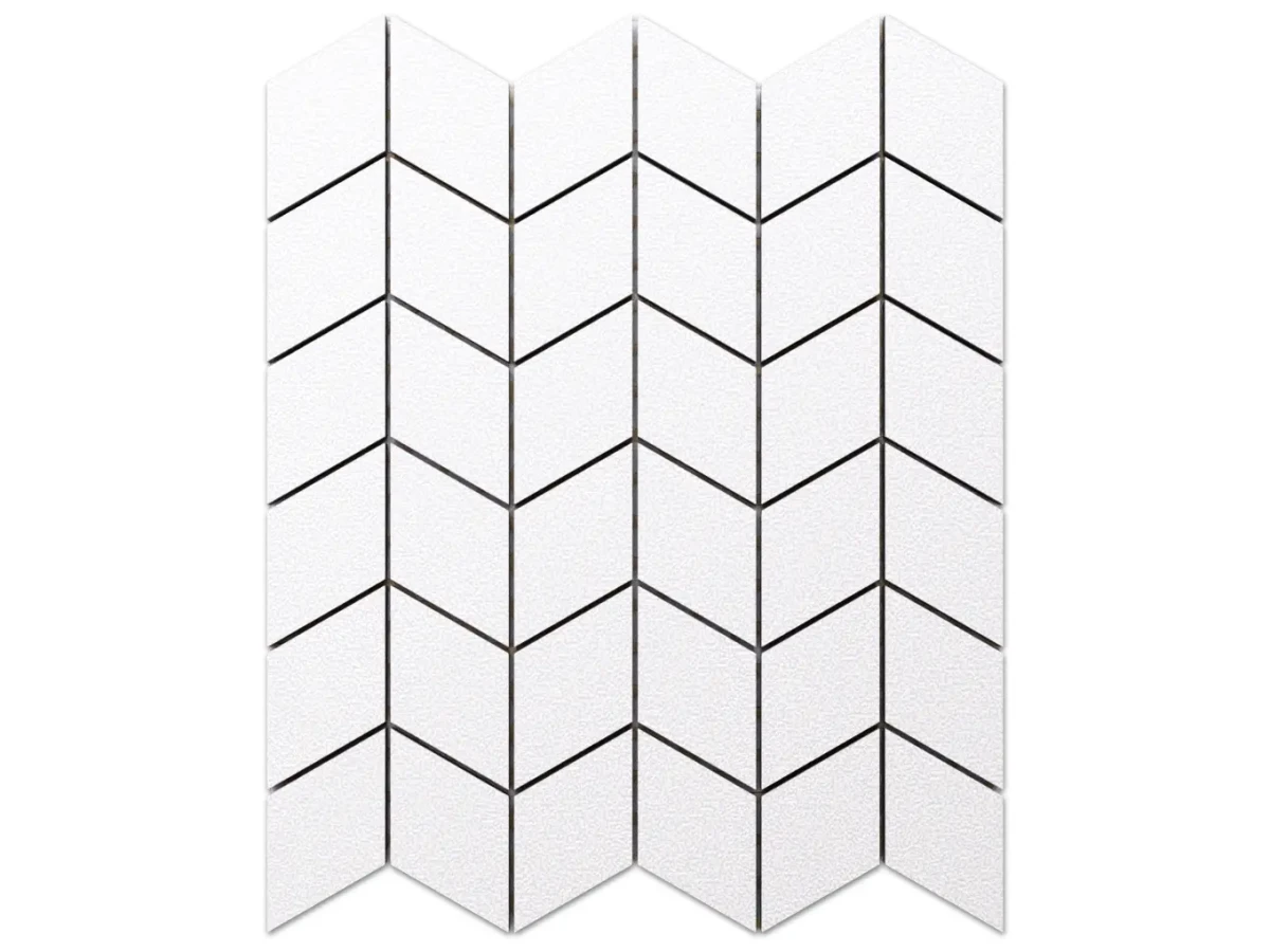 MOZAIKA GRESOWA CHEVRON ROMB ALASKA WHITE – dekoracyjne do wnętrz – Szklane Mozaiki
