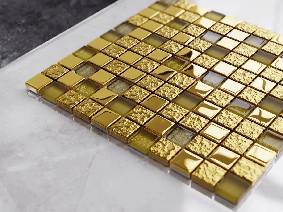 MOZAIKA SZKLANA ZŁOTA GOLD DUBAJ 30x30cm 6mm  – dekoracyjne do wnętrz – Szklane Mozaiki