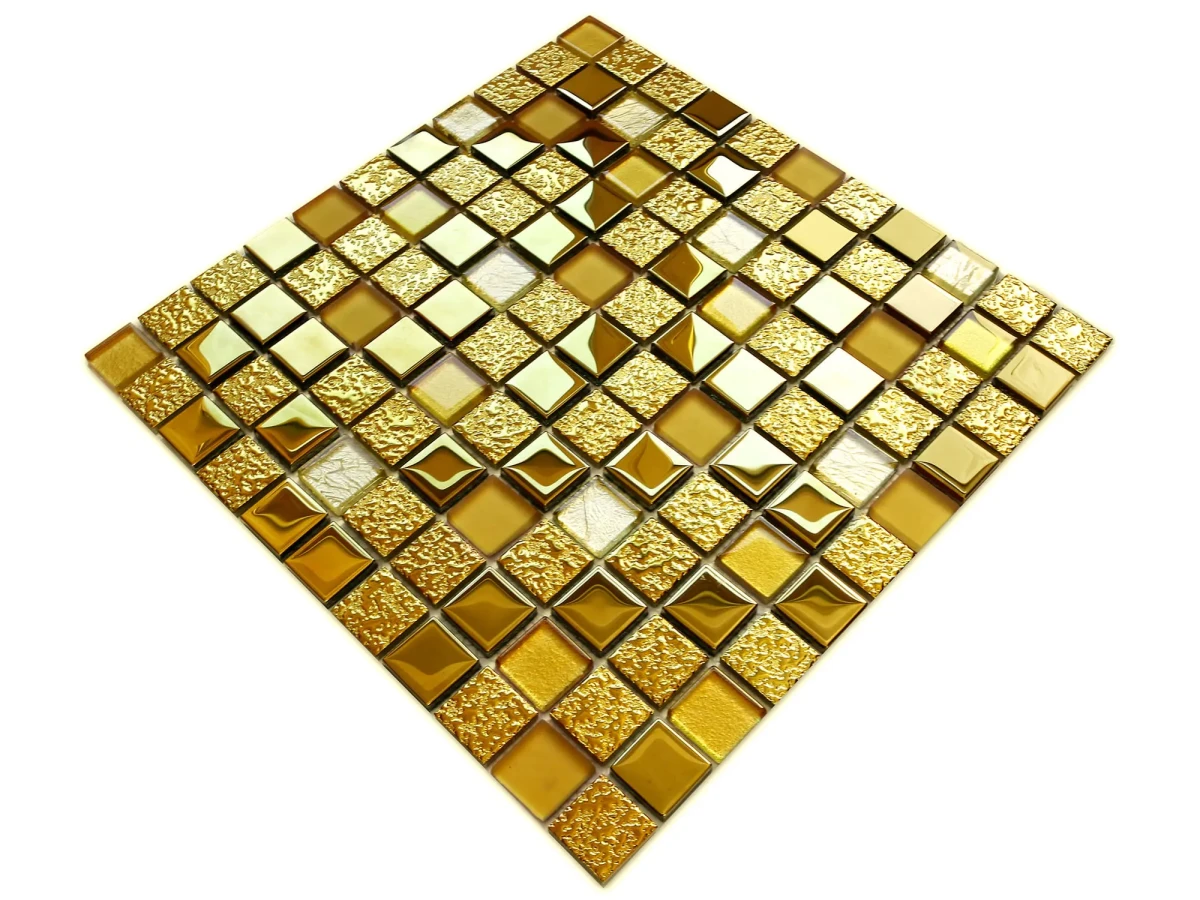 MOZAIKA SZKLANA ZŁOTA GOLD DUBAJ 30x30cm 6mm  – dekoracyjne do wnętrz – Szklane Mozaiki