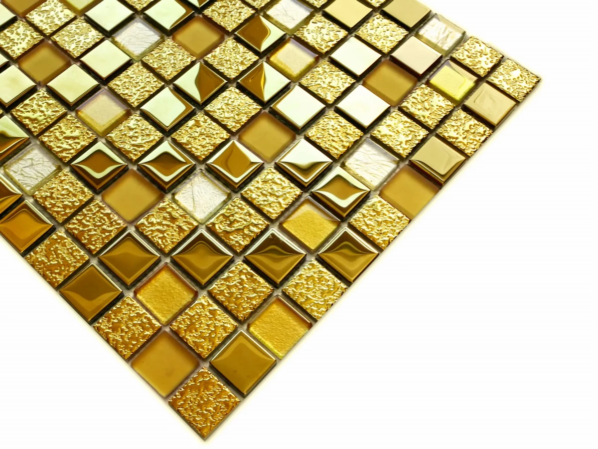 MOZAIKA SZKLANA ZŁOTA GOLD DUBAJ 30x30cm 6mm  – dekoracyjne do wnętrz – Szklane Mozaiki