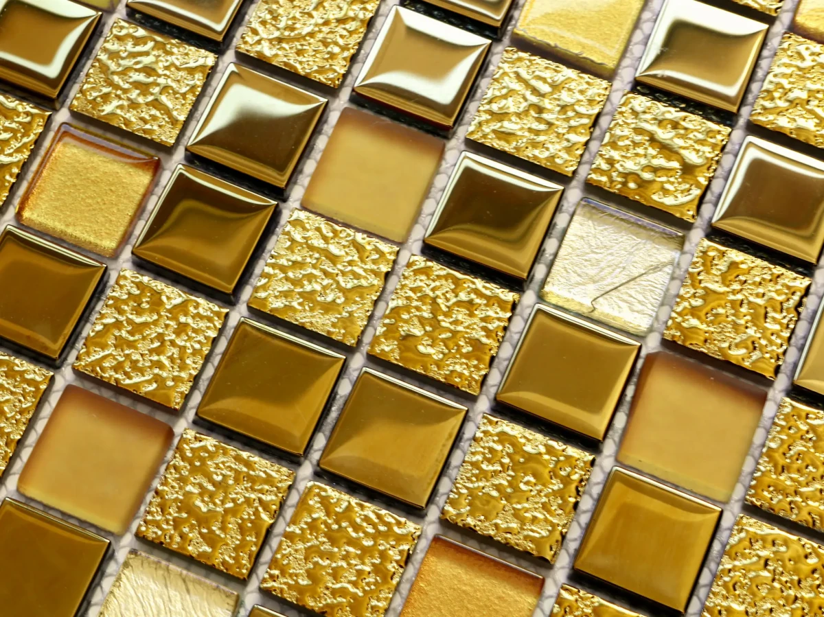 MOZAIKA SZKLANA ZŁOTA GOLD DUBAJ 30x30cm 6mm  – dekoracyjne do wnętrz – Szklane Mozaiki