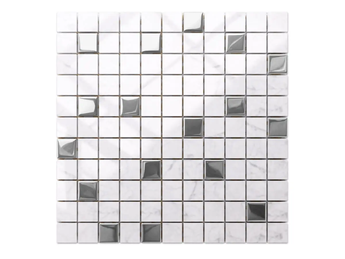 MOZAIKA SZKLANA MARMUR SILVER MARBLE 30x30cm 8mm – dekoracyjne do wnętrz – Szklane Mozaiki