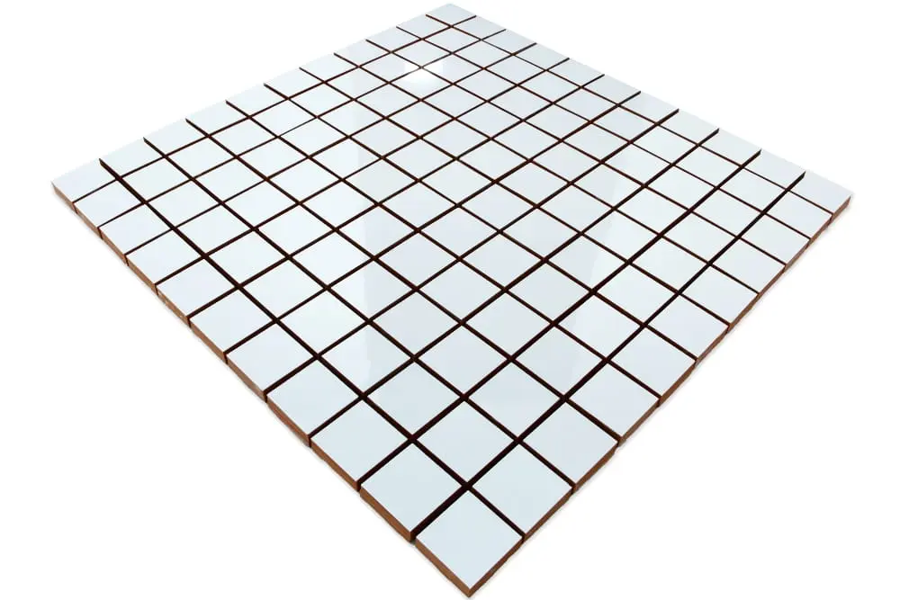 MOZAIKA CERAMICZNA BIAŁA SUPER  WHITE POŁYSK KOSTKA 2.5 30x30cm – dekoracyjne do wnętrz – Szklane Mozaiki