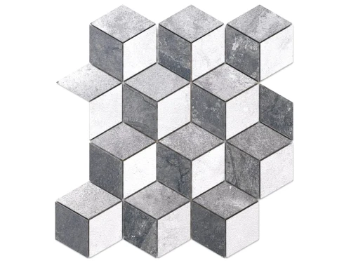 MOZAIKA GRESOWA DIAMOND ROMB SZARA 3D