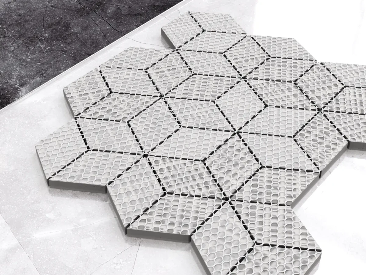 MOZAIKA GRESOWA DIAMOND ROMB SZARA 3D – dekoracyjne do wnętrz – Szklane Mozaiki