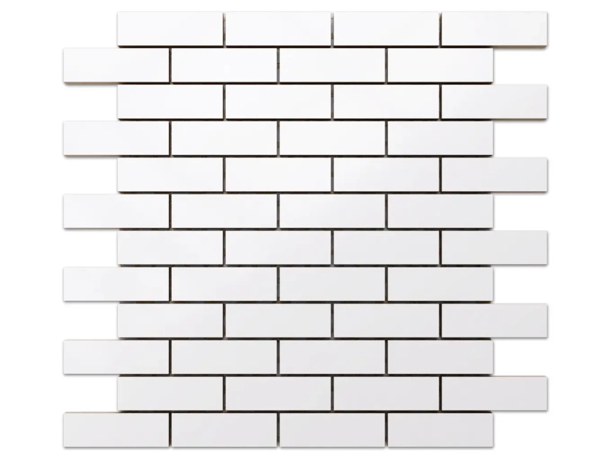 MOZAIKA CERAMICZNA BIAŁA WHITE MATOWA CEGIEŁKA MUREK REGULARNY – dekoracyjne do wnętrz – Szklane Mozaiki