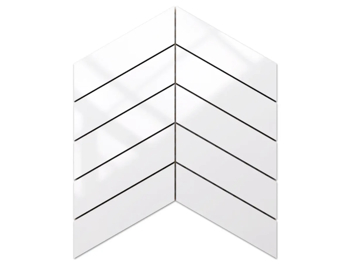 MOZAIKA CERAMICZNA CHEVRON JODEŁKA ALASKA WHITE – dekoracyjne do wnętrz – Szklane Mozaiki