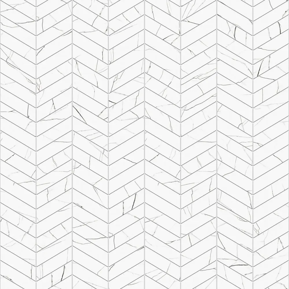 MOZAIKA GRESOWA CHEVRON JODEŁKA CARRARA WHITE – dekoracyjne do wnętrz – Szklane Mozaiki