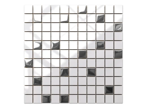 MOZAIKA CERAMICZNA SZKLANA SILVER CHROM METALIZOWANA 9mm 30x30cm