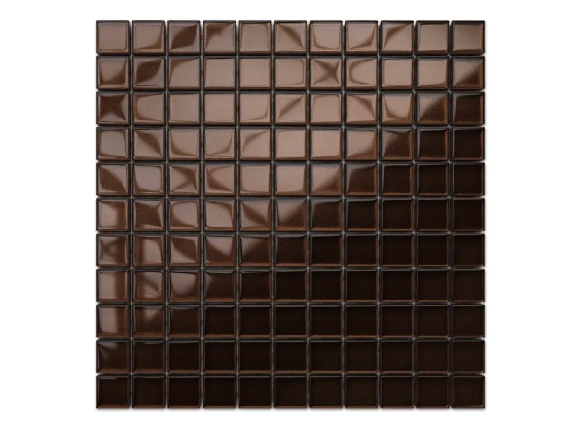 MOZAIKA SZKLANA BRĄZOWA CZEKOLADA 30x30cm 8mm – dekoracyjne do wnętrz – Szklane Mozaiki