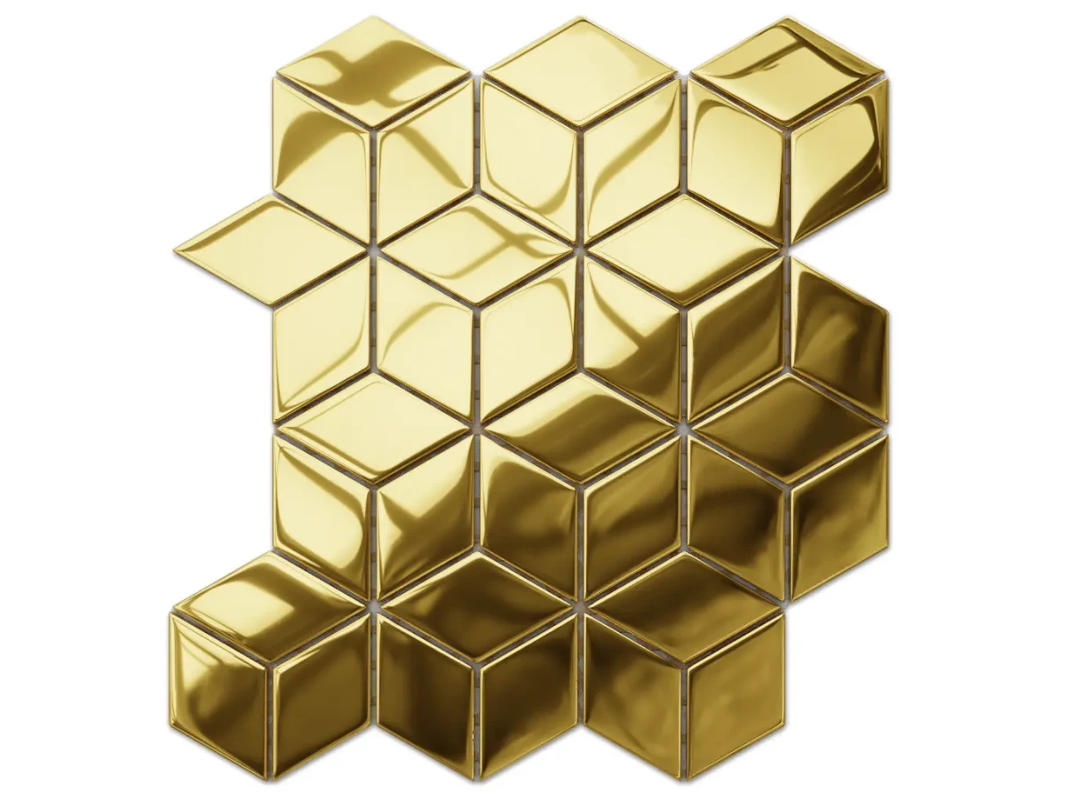 MOZAIKA SZKLANA ROMB DIAMOND ZŁOTA GOLD METALIC – dekoracyjne do wnętrz – Szklane Mozaiki