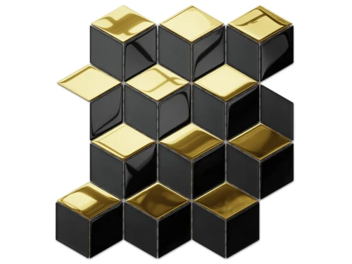 MOZAIKA SZKLANA ROMB DIAMOND VOLCANO ZŁOTA CZARNA