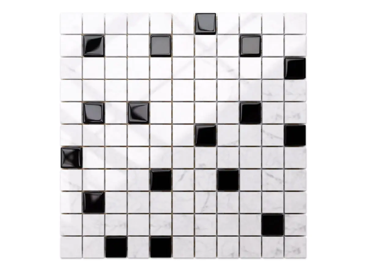 MOZAIKA SZKLANA MARMUR BLACK MARBLE CZARNA  30x30cm 8mm – dekoracyjne do wnętrz – Szklane Mozaiki