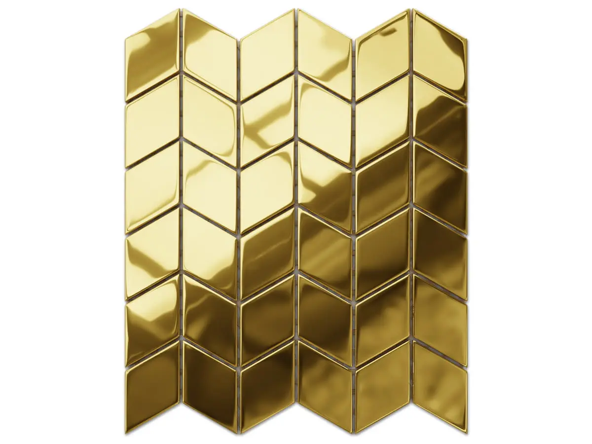 MOZAIKA SZKLANA CHEVRON ROMB ZŁOTA GOLD METALIC – dekoracyjne do wnętrz – Szklane Mozaiki