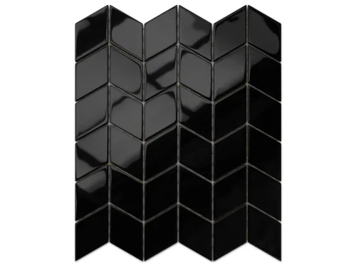 MOZAIKA SZKLANA CHEVRON ROMB CZARNY POŁYSK