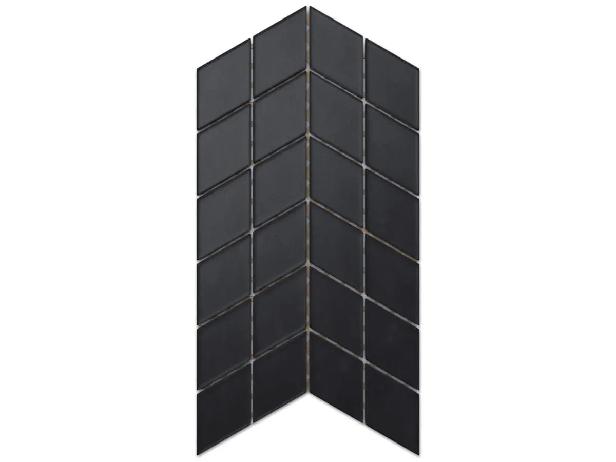 MOZAIKA SZKLANA DOUBLE CHEVRON ROMB CZARNY SOFT BLACK – dekoracyjne do wnętrz – Szklane Mozaiki