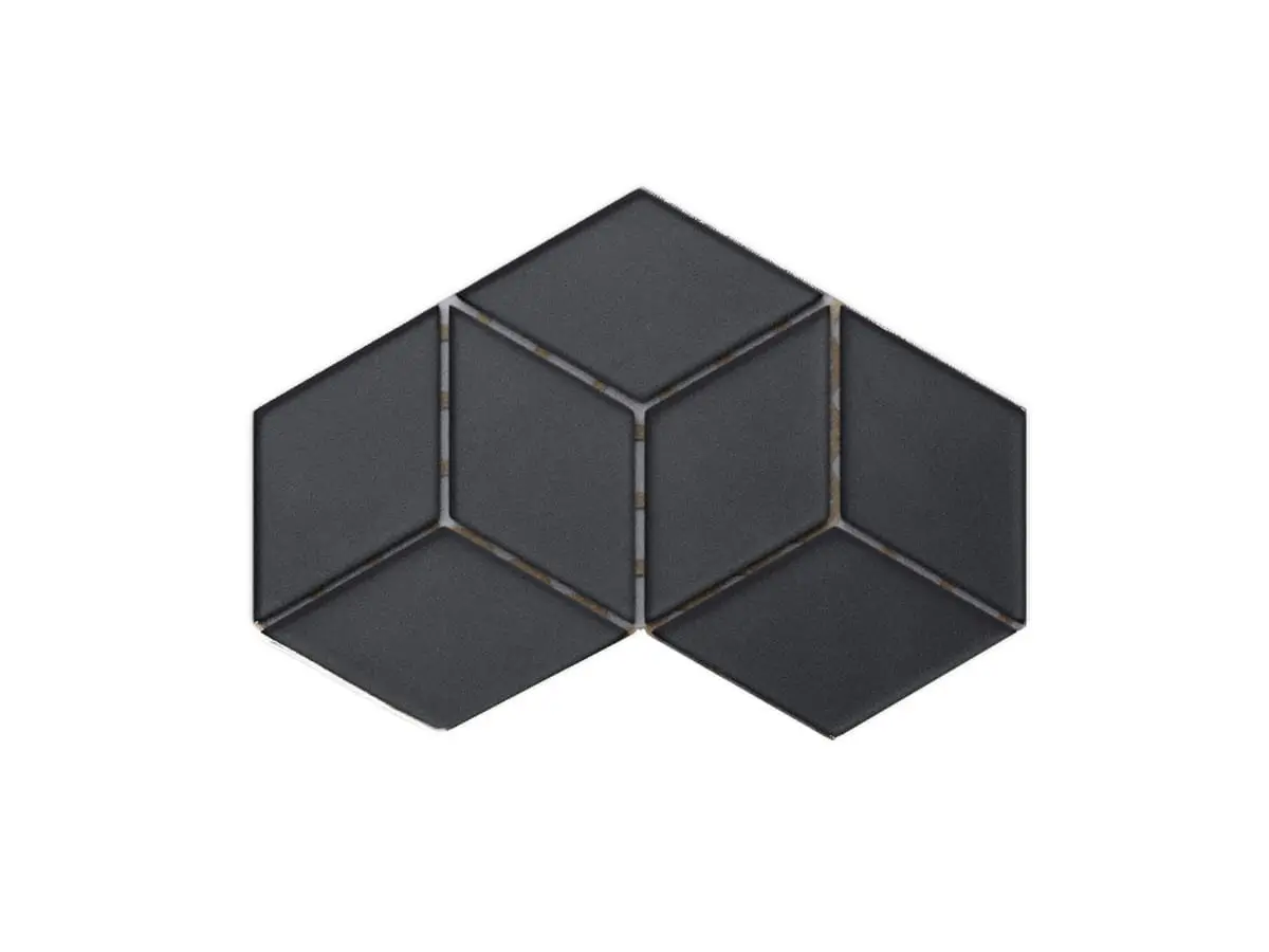 MOZAIKA SZKLANA DOUBLE CHEVRON ROMB CZARNY SOFT BLACK – dekoracyjne do wnętrz – Szklane Mozaiki