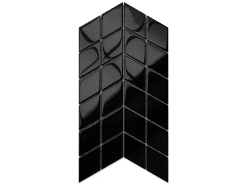 MOZAIKA SZKLANA DOUBLE CHEVRON ROMB CZARNY POŁYSK