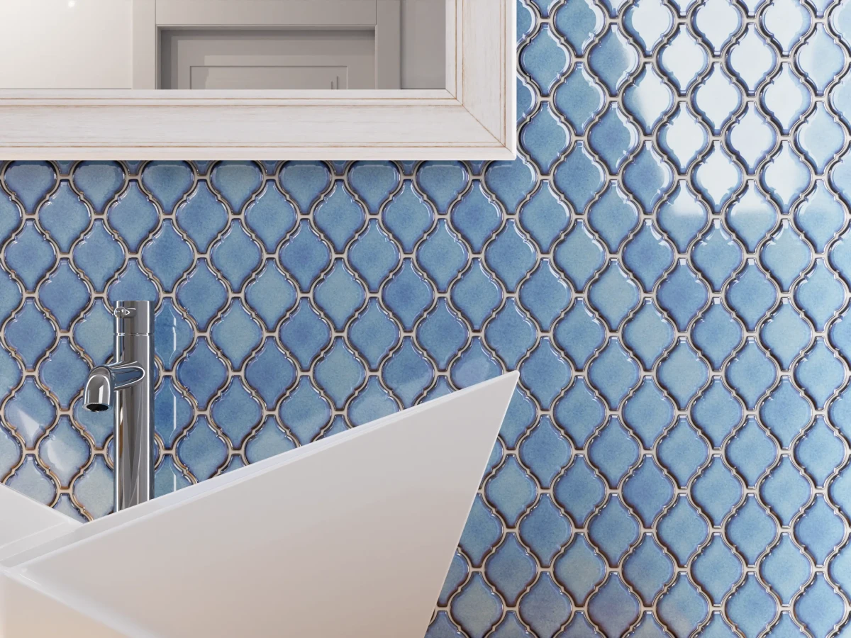 Mozaika ceramiczna Arabeska Mała Blue niebieska - szklanemozaiki.pl