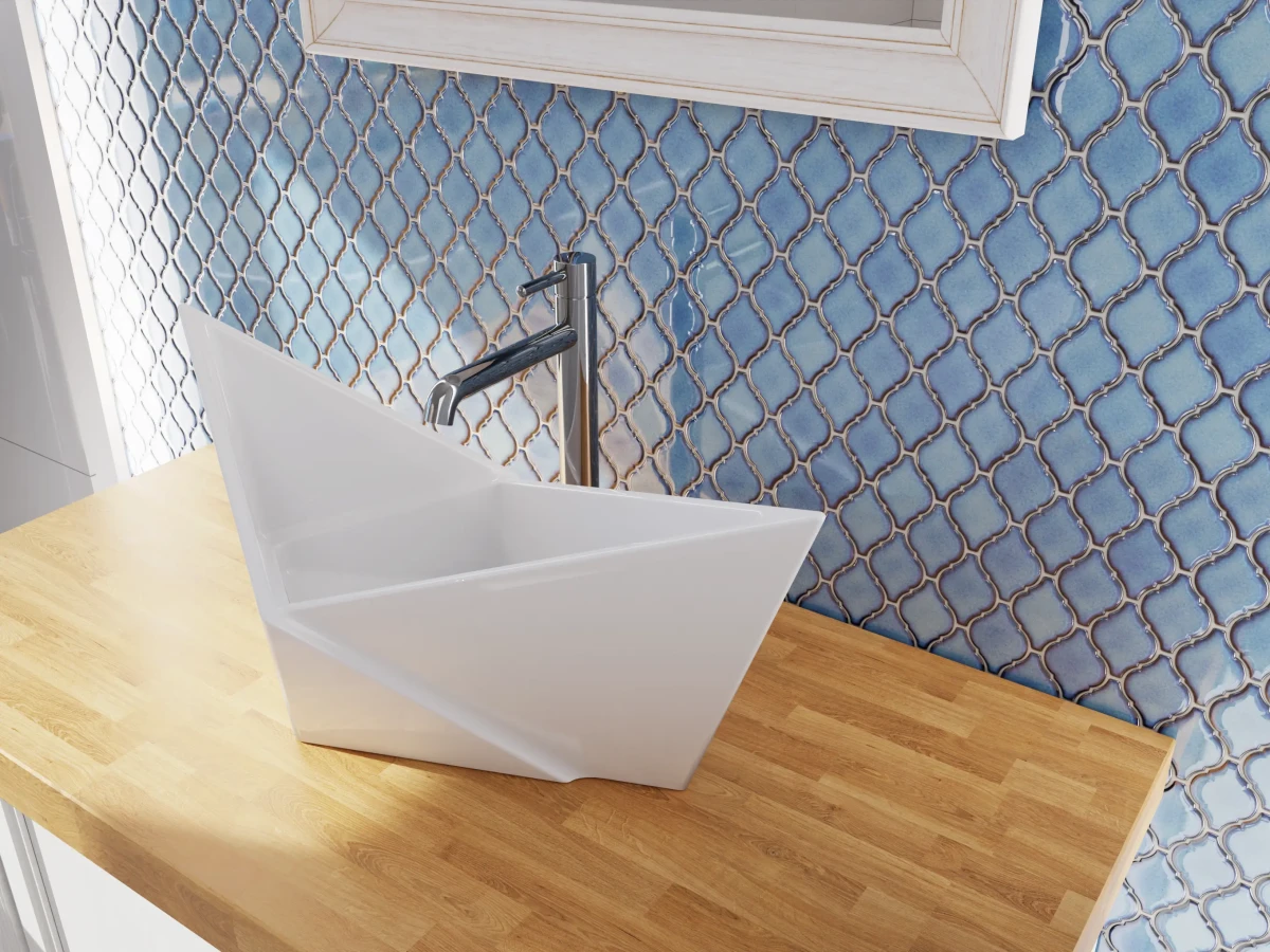 Mozaika ceramiczna Arabeska Mała Blue niebieska - szklanemozaiki.pl