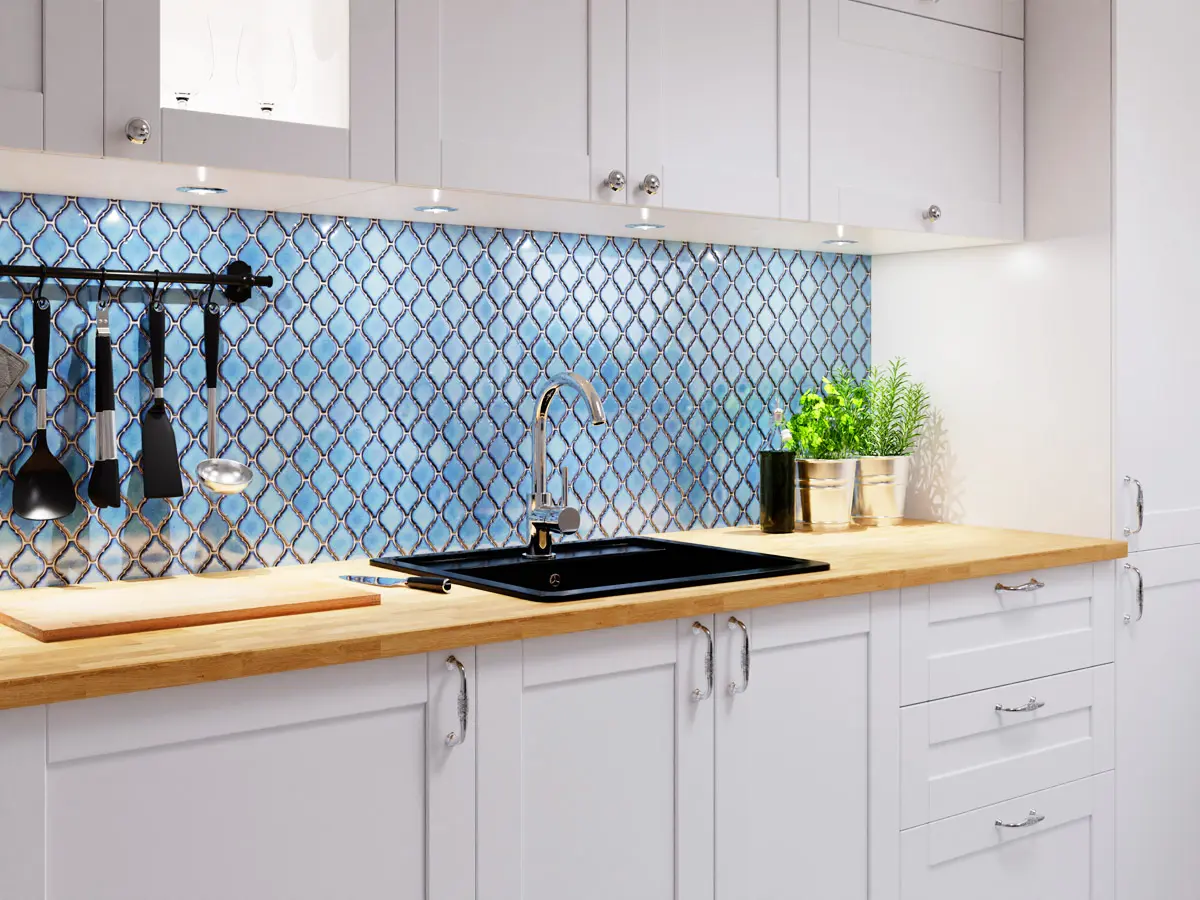 Mozaika ceramiczna Arabeska Mała Blue niebieska - szklanemozaiki.pl