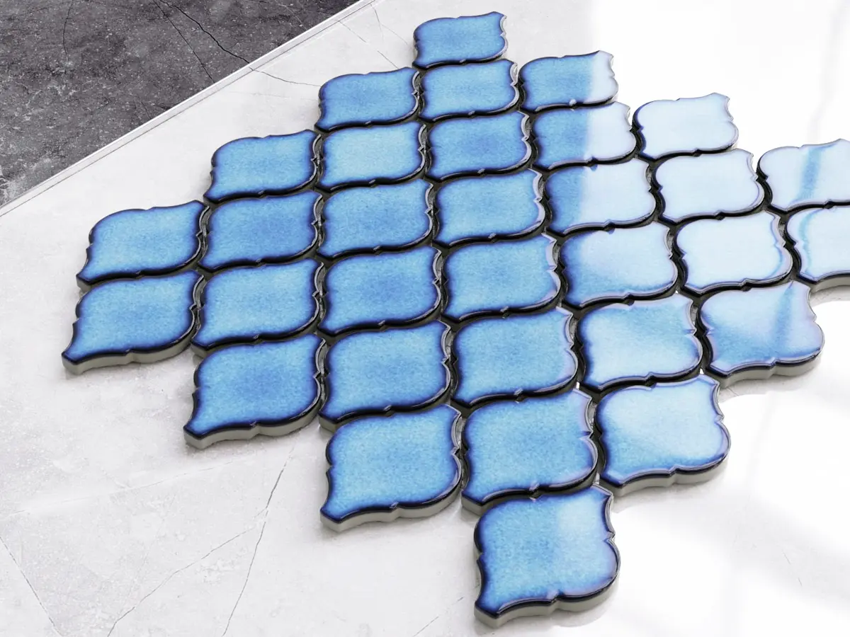 Mozaika ceramiczna Arabeska Mała Blue niebieska - szklanemozaiki.pl