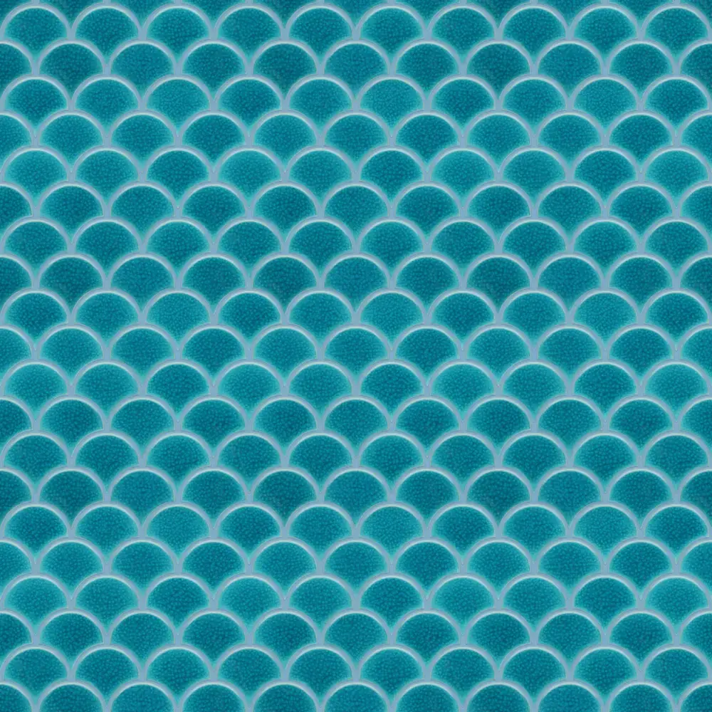 MOZAIKA CERAMICZNA FISH SCALE DEEP BLUE NIEBIESKA – dekoracyjne do wnętrz – Szklane Mozaiki