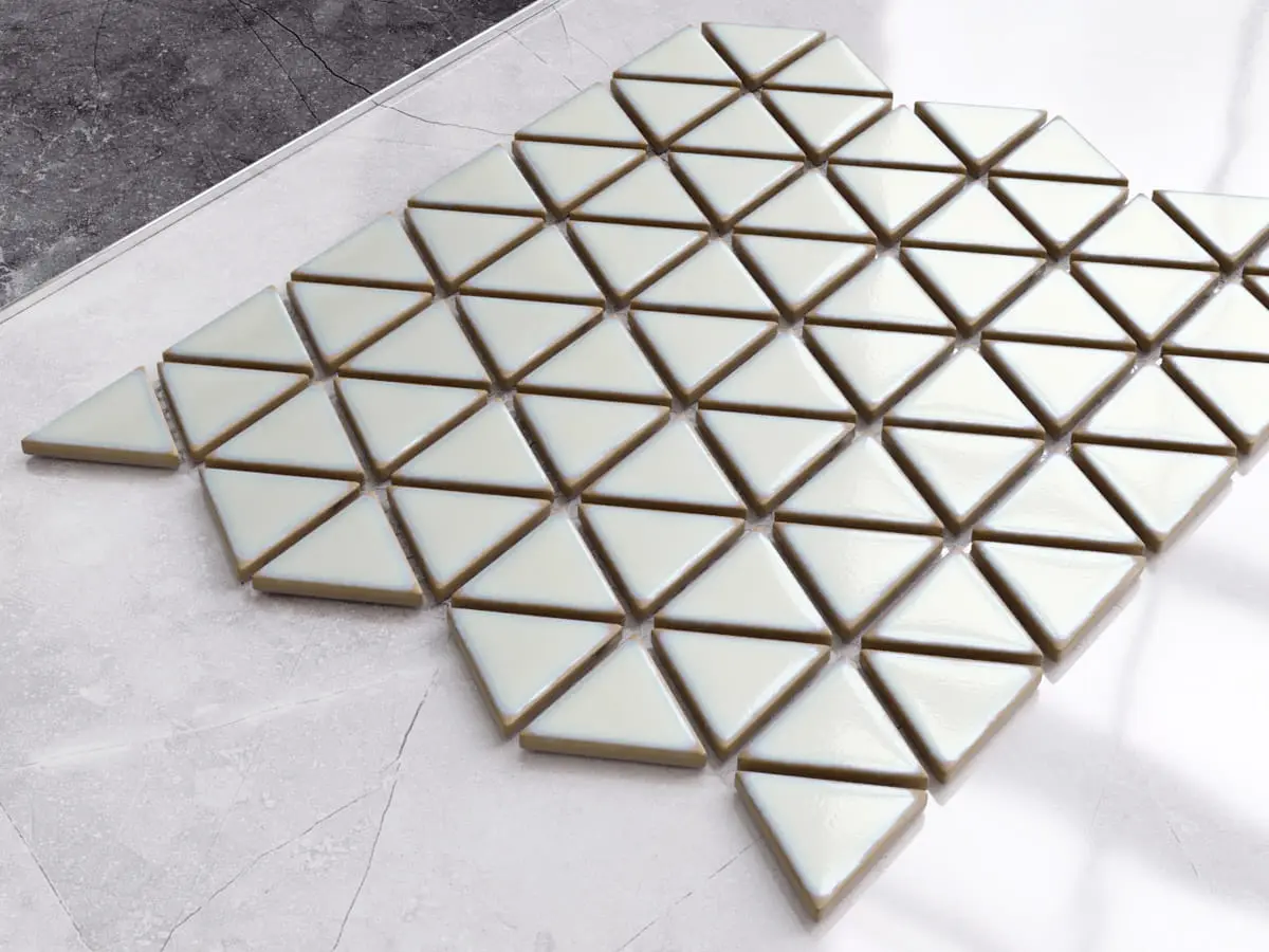 MOZAIKA CERAMICZNA TRIANGLE BLANKET SOFT CREMA BIAŁA – dekoracyjne do wnętrz – Szklane Mozaiki