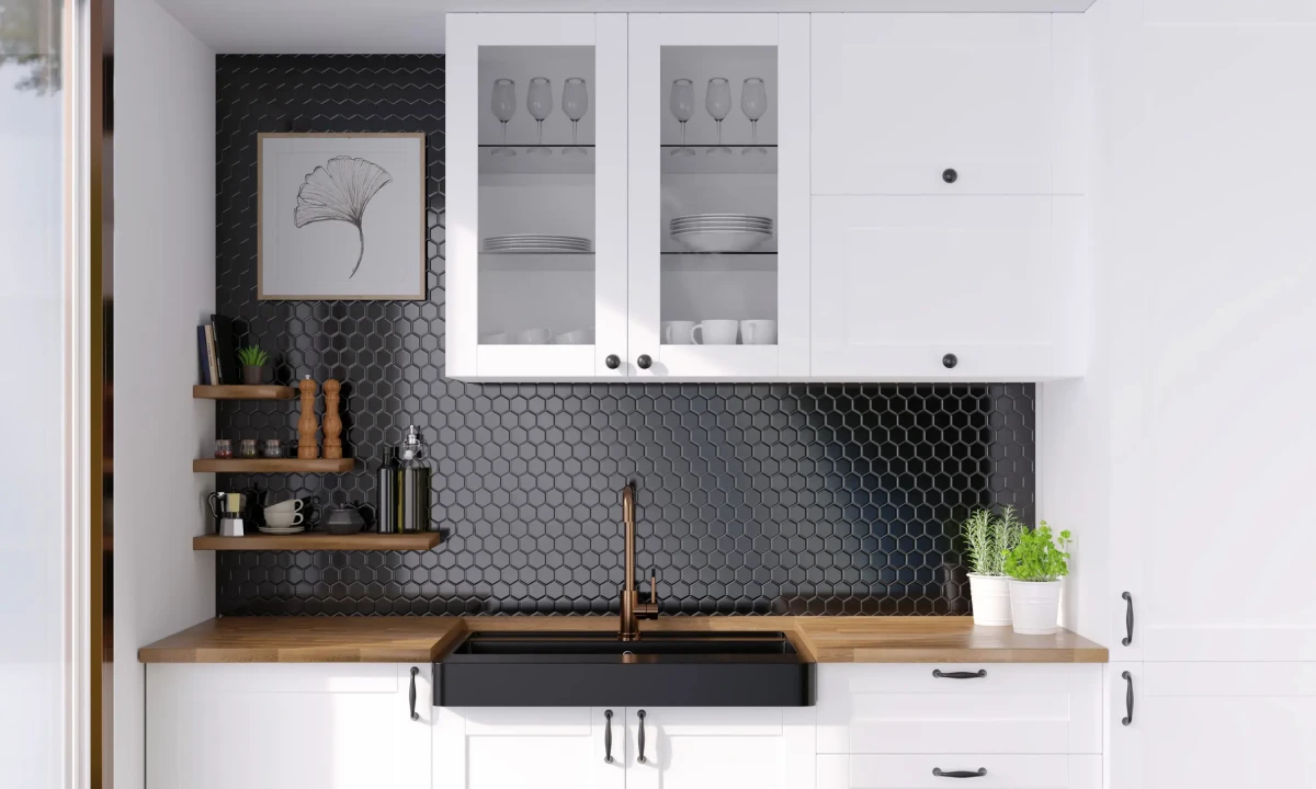 Mozaika ceramiczna Heksagon Black czarny matowy mały - szklanemozaiki.pl