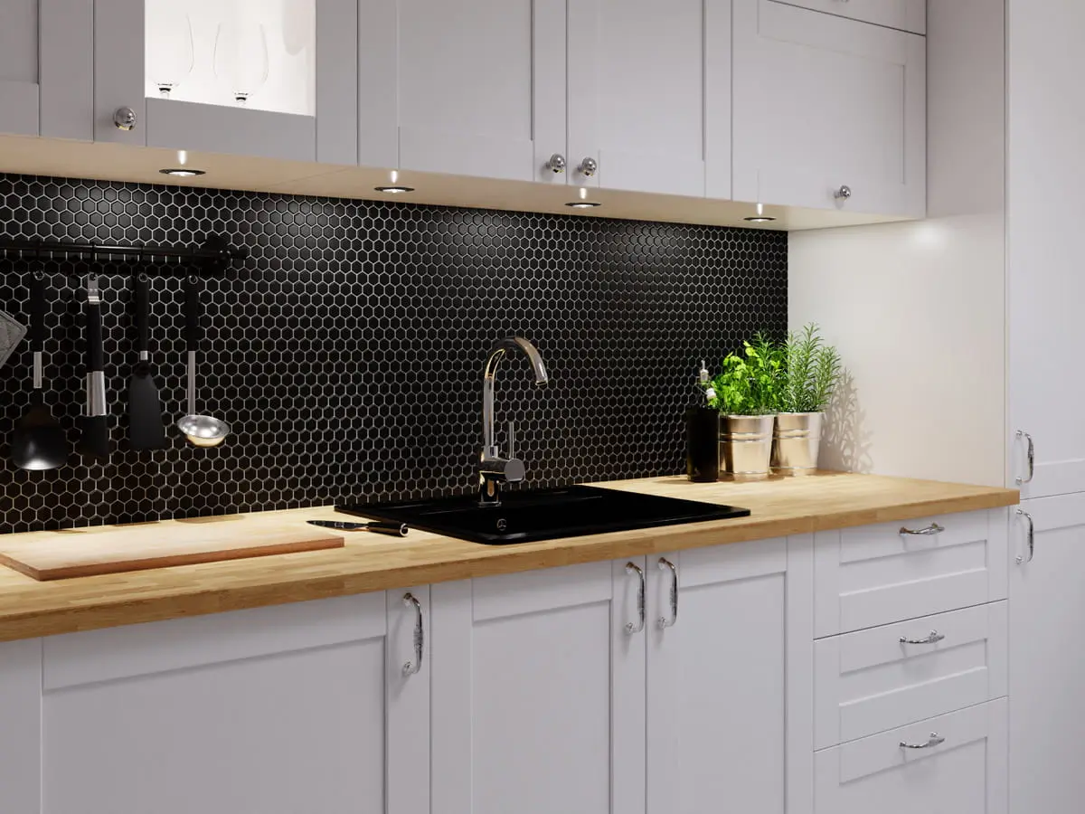 Mozaika ceramiczna Heksagon Black czarny matowy mały - szklanemozaiki.pl