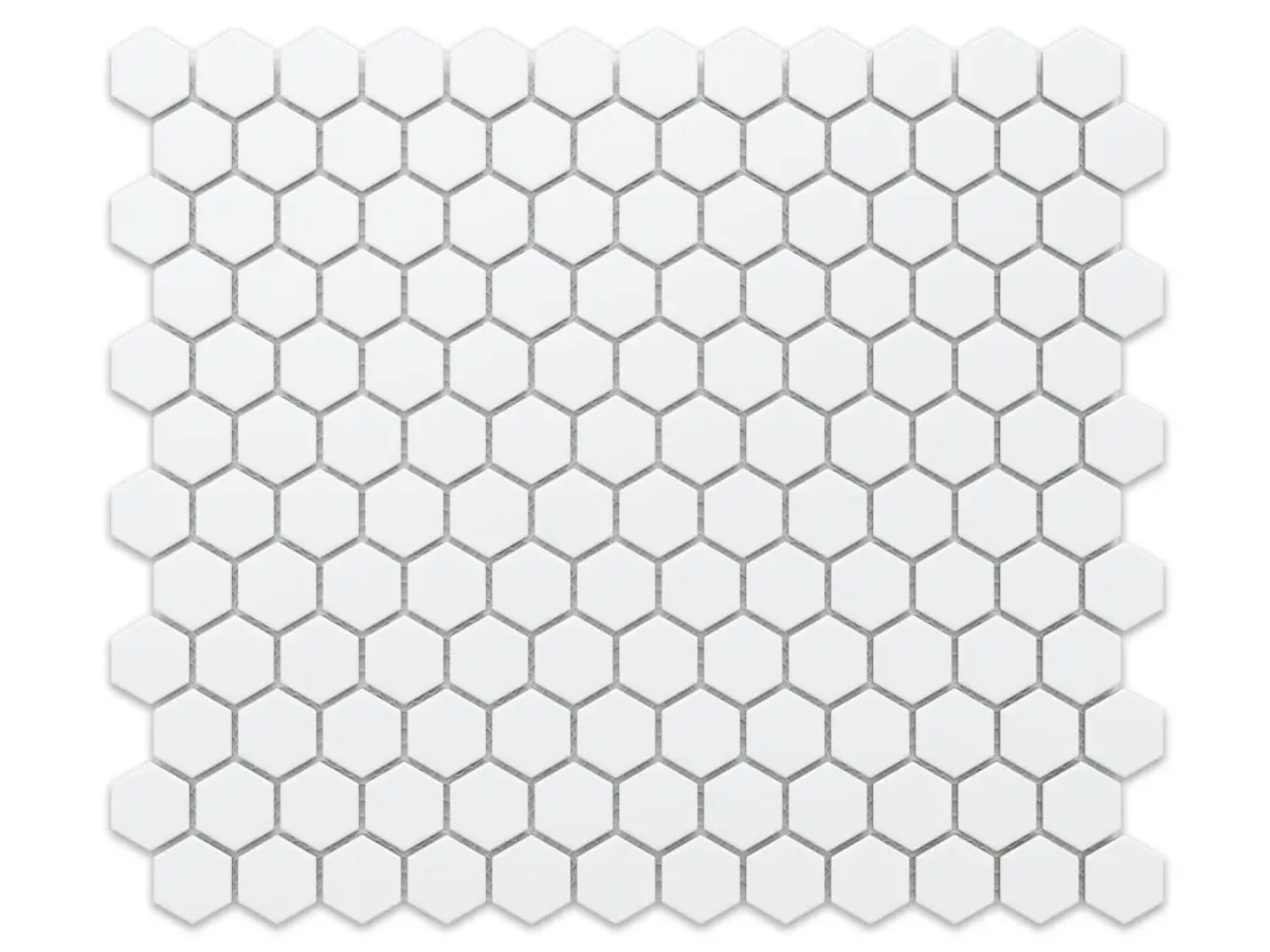 Mozaika ceramiczna Heksagon White biały matowy mały - szklanemozaiki.pl