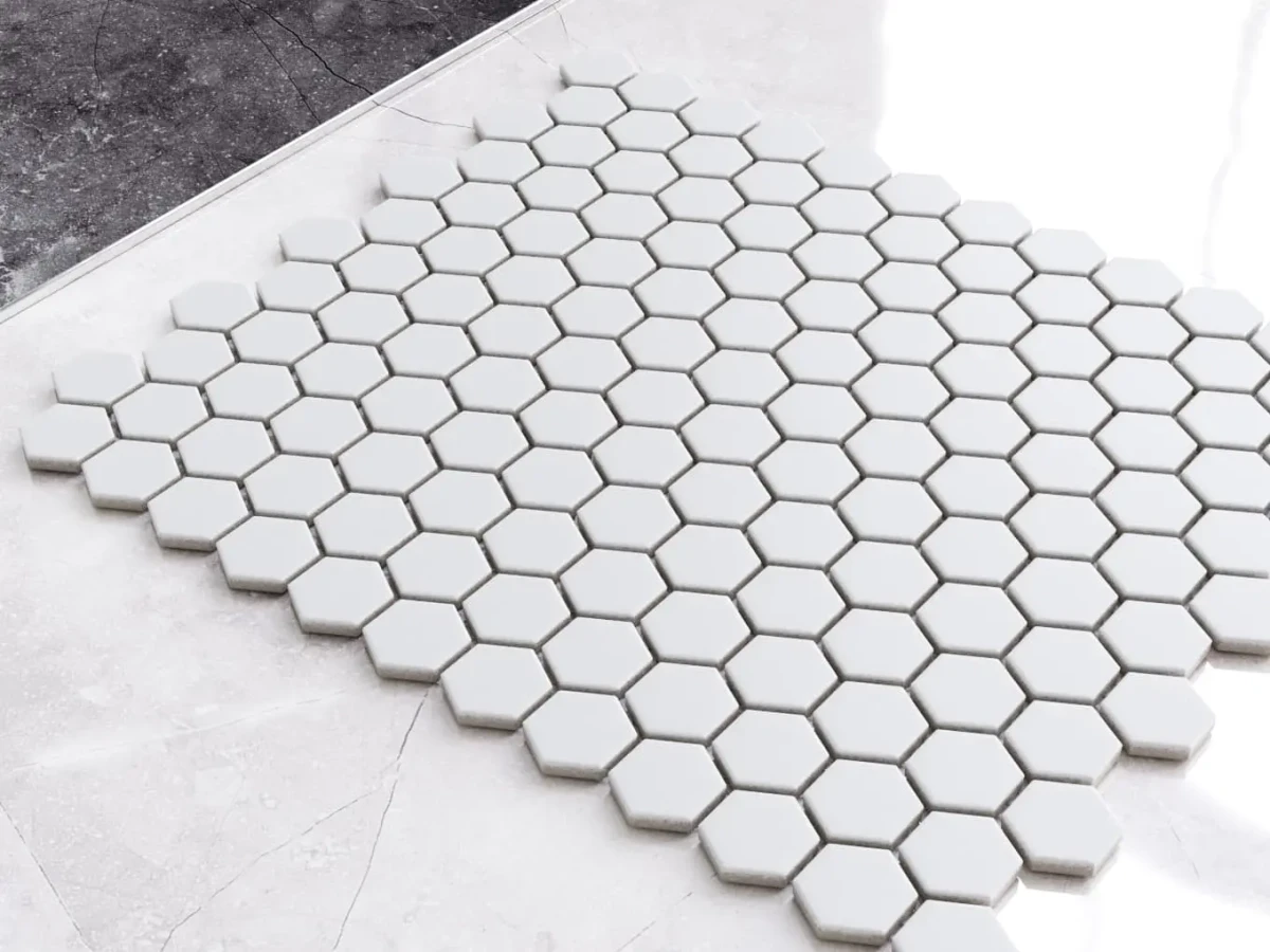 Mozaika ceramiczna Heksagon White biały matowy mały - szklanemozaiki.pl