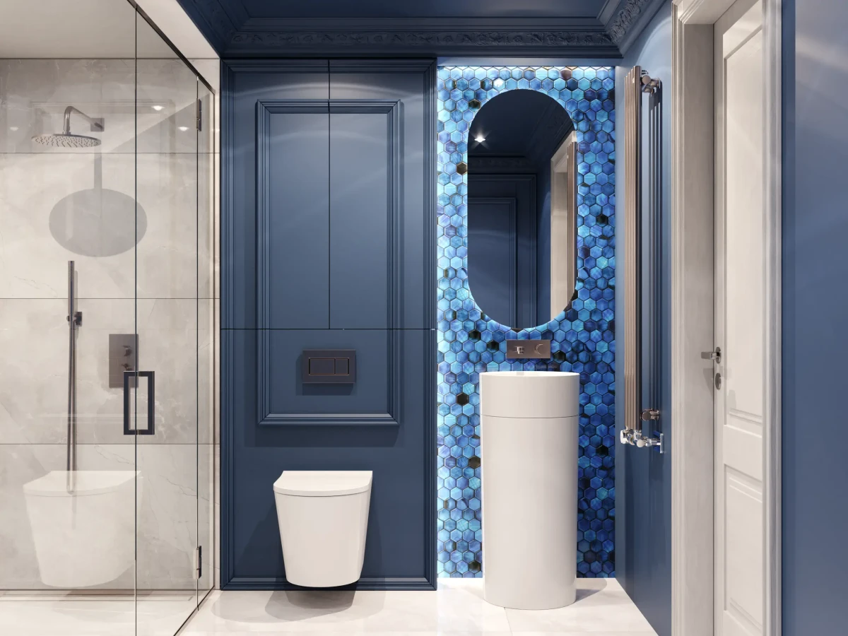 Mozaika ceramiczna Heksagon Mykonos Blue niebieska - szklanemozaiki.pl
