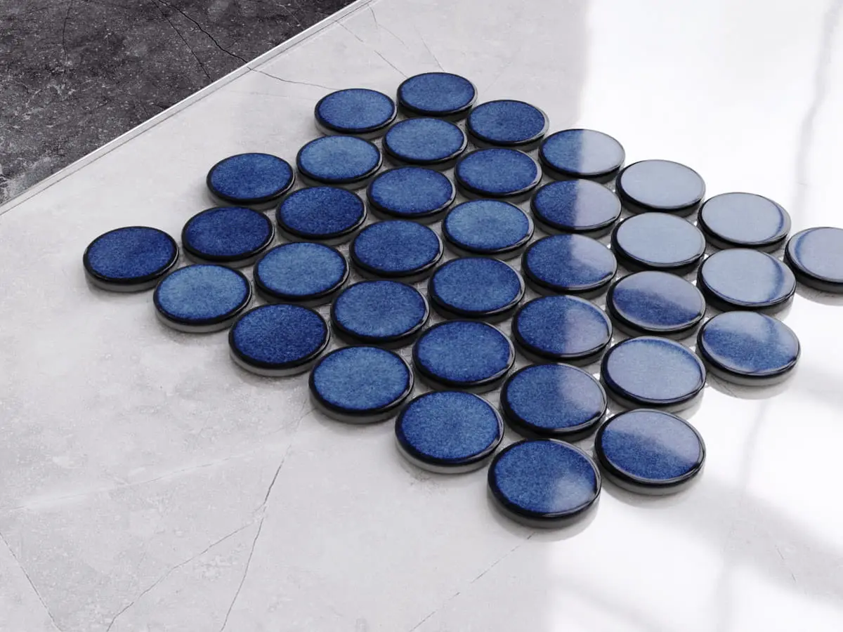 Mozaika ceramiczna  Circle Dots Royal blue niebieska - szklanemozaiki.pl