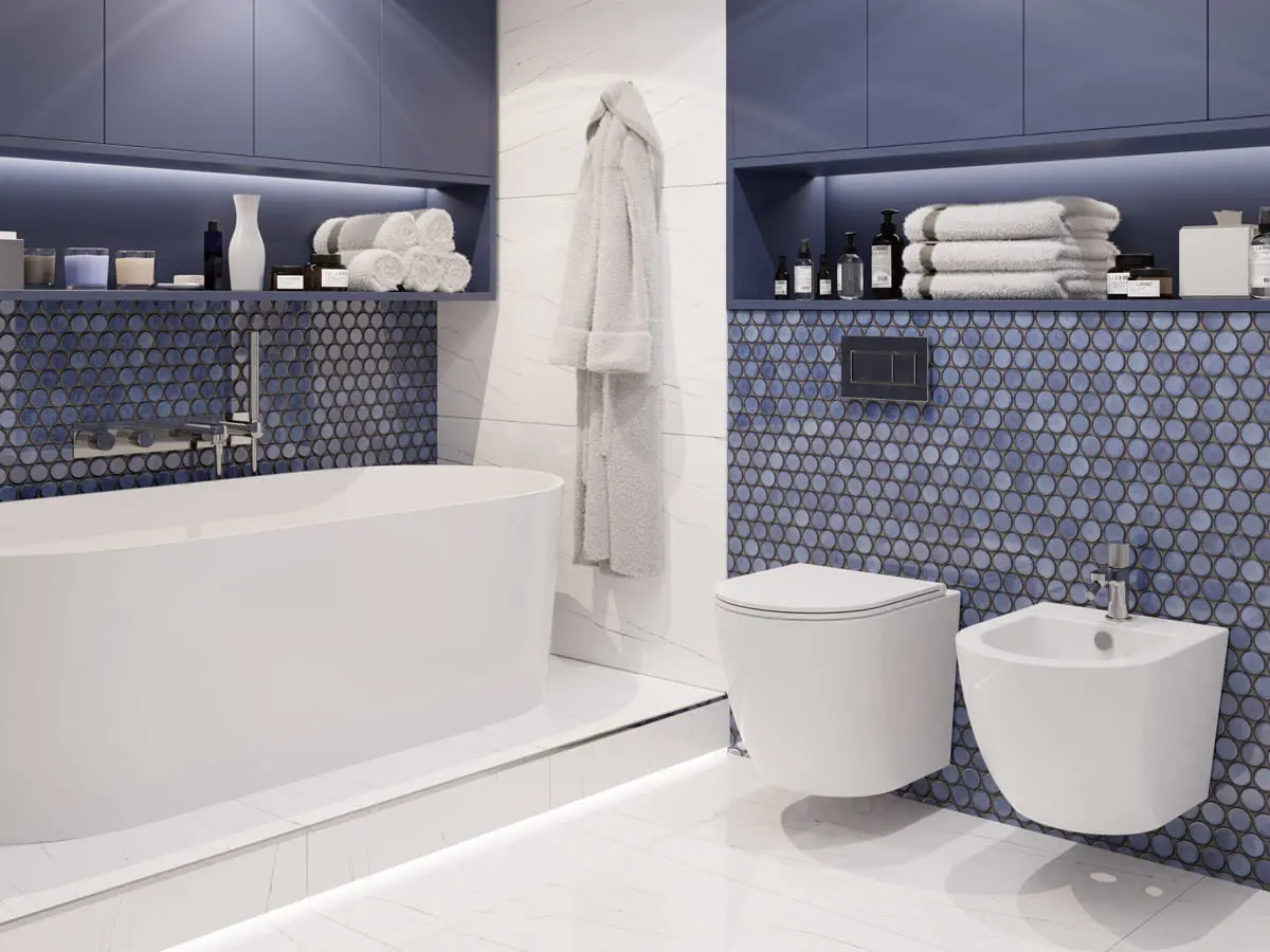 Mozaika ceramiczna  Circle Dots Royal blue niebieska - szklanemozaiki.pl