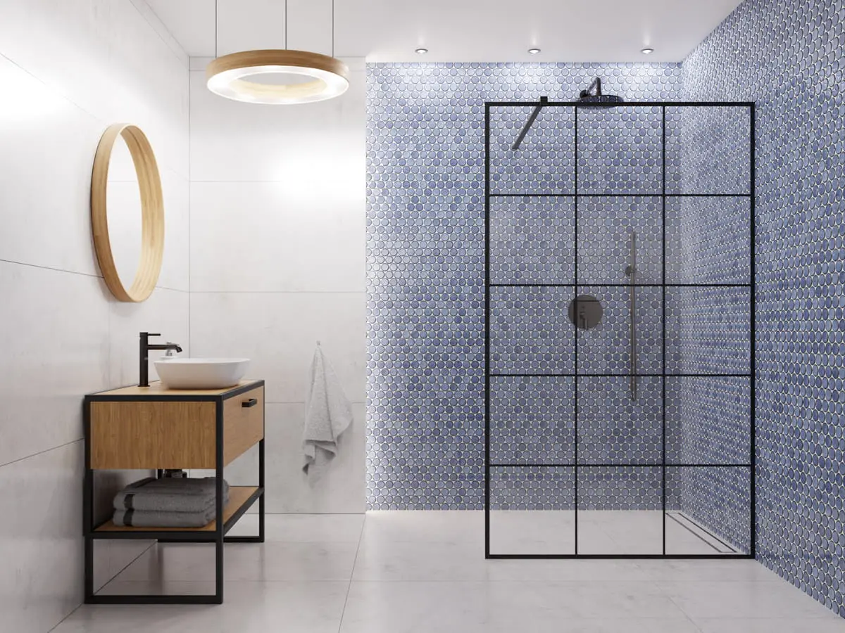 Mozaika ceramiczna  Circle Dots Royal blue niebieska - szklanemozaiki.pl