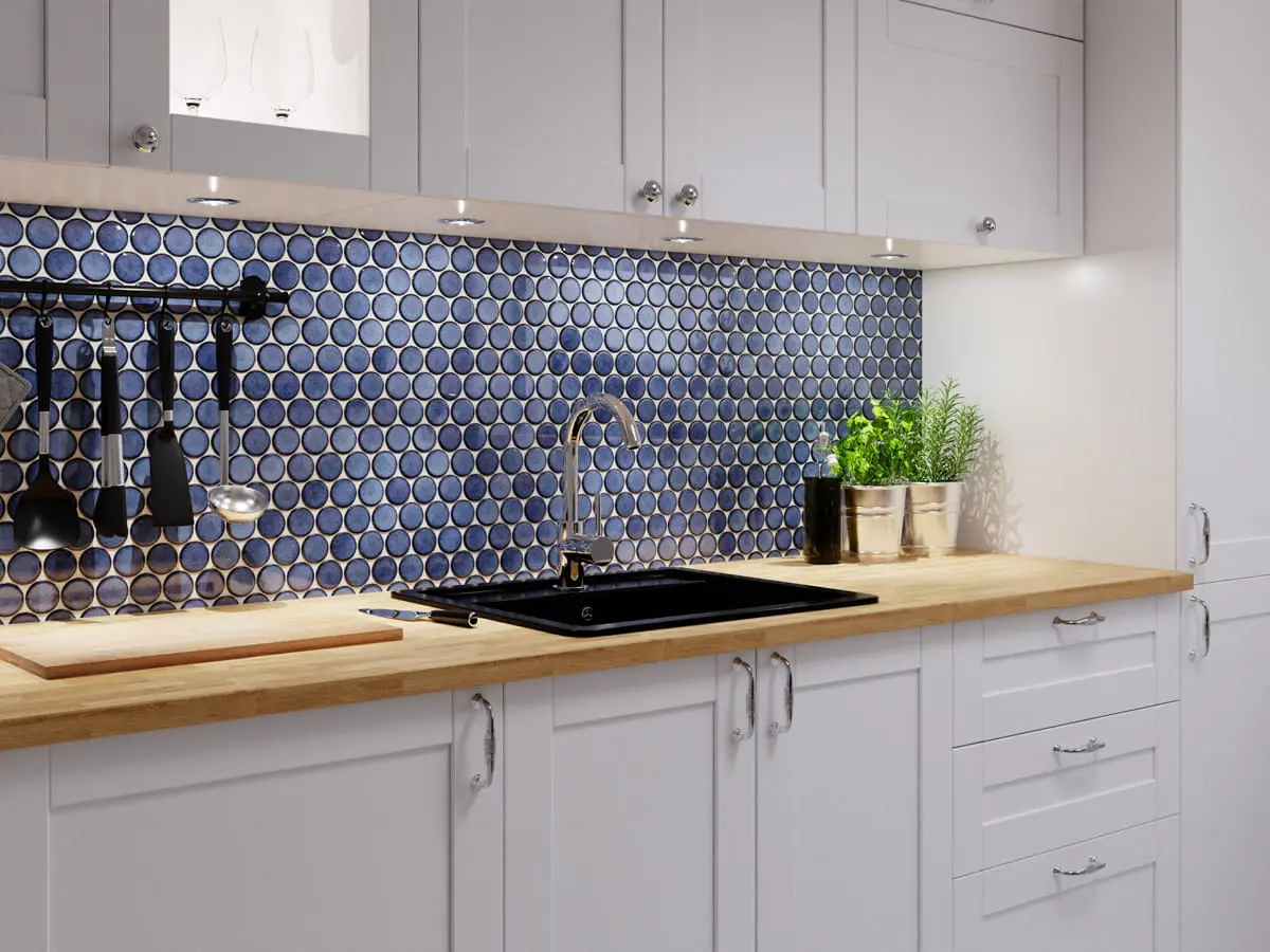 Mozaika ceramiczna  Circle Dots Royal blue niebieska - szklanemozaiki.pl