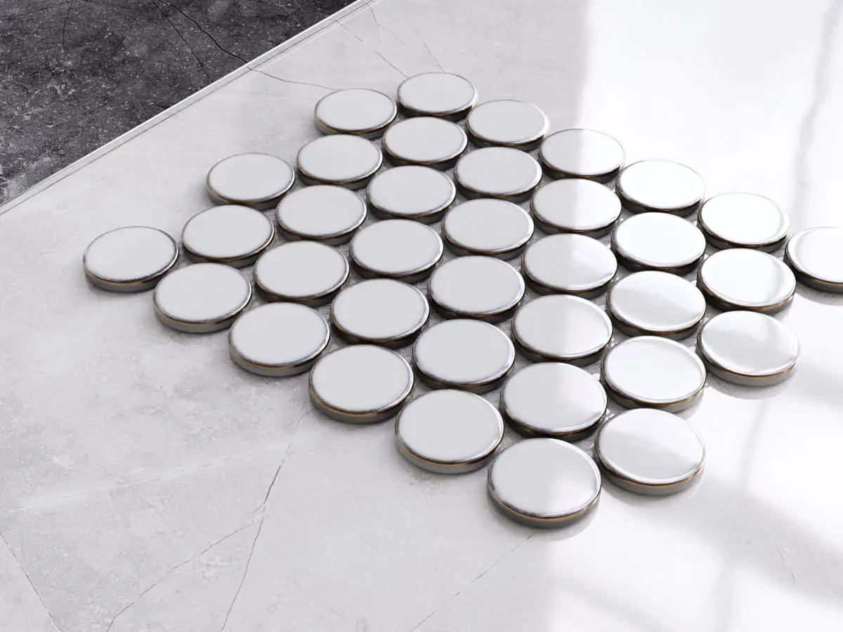 Mozaika ceramiczna Circle Dots white - szklanemozaiki.pl