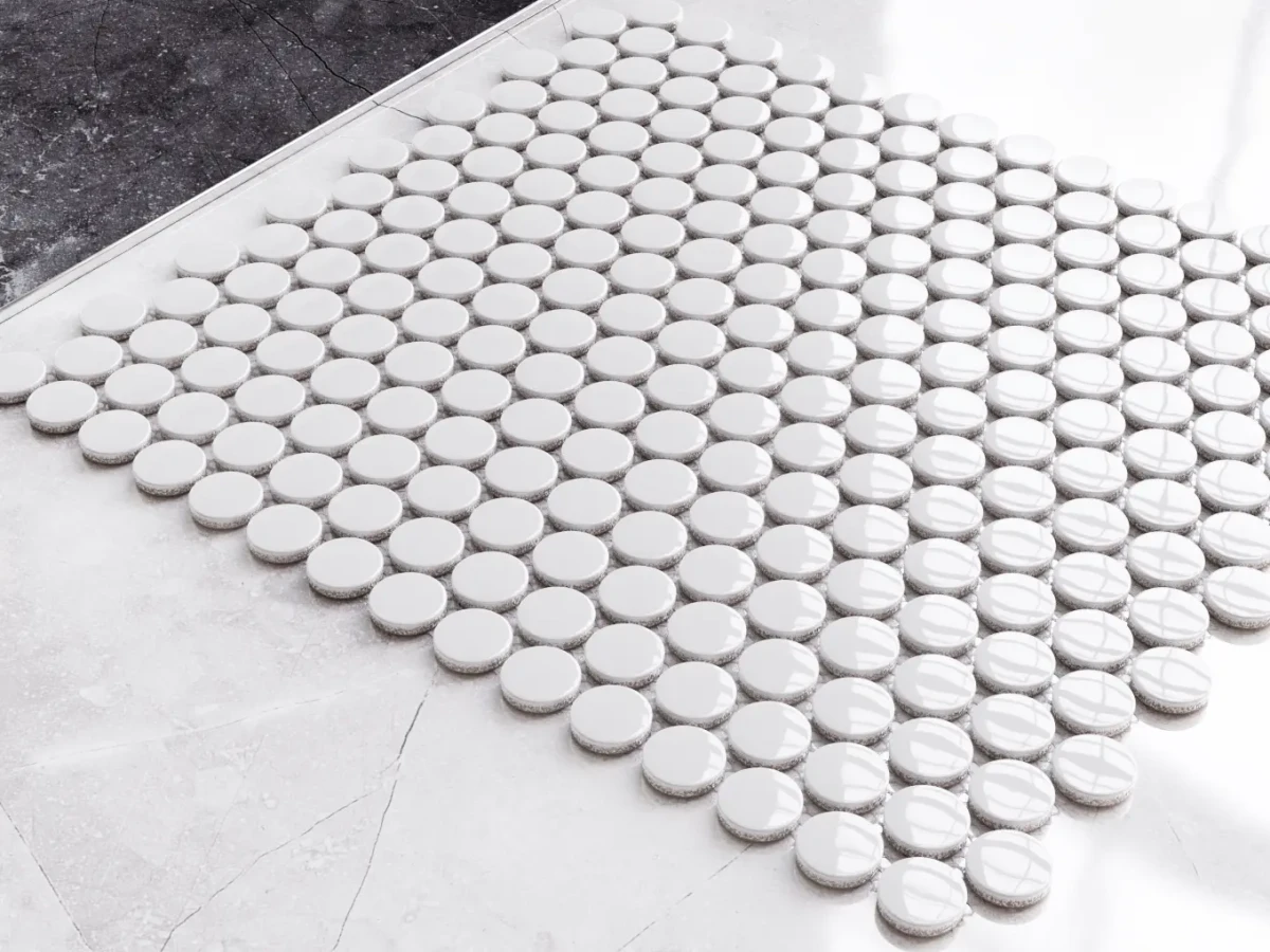 Mozaika ceramiczna Penny Dots white połysk - szklanemozaiki.pl