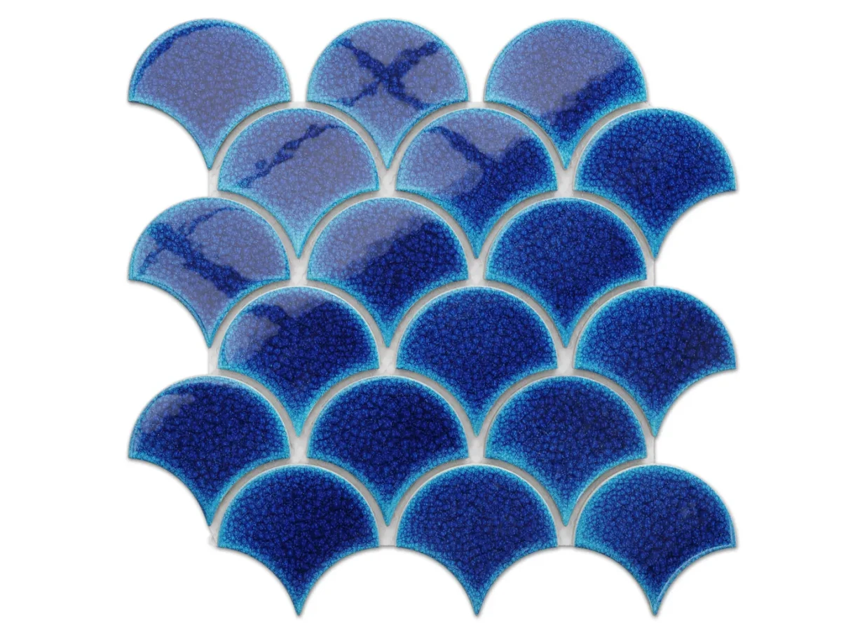 Mozaika ceramiczna Fish Scale Royal Blue Niebieska - szklanemozaiki.pl