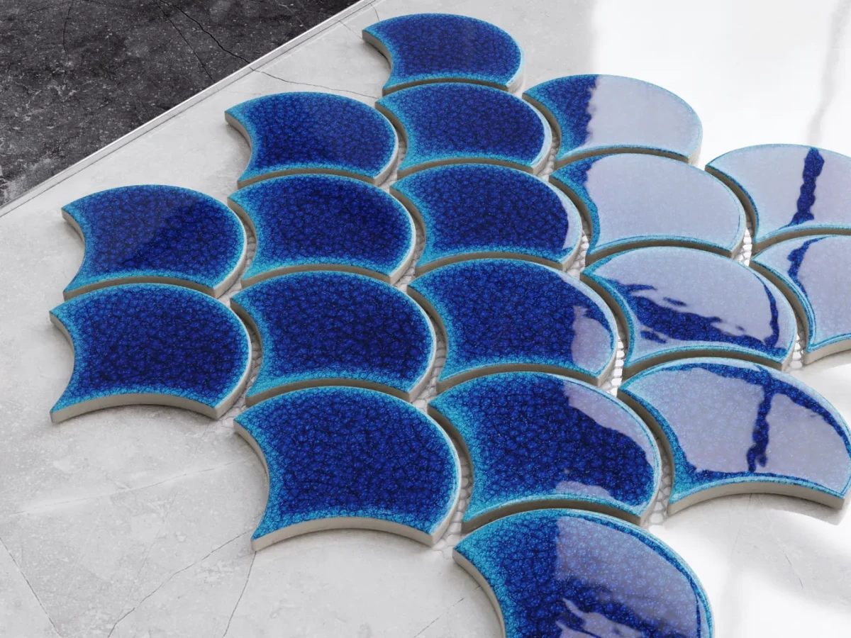 Mozaika ceramiczna Fish Scale Royal Blue Niebieska - szklanemozaiki.pl