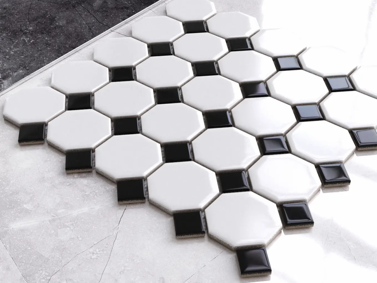 Mozaika ceramiczna Octagon White Classic mat - szklanemozaiki.pl