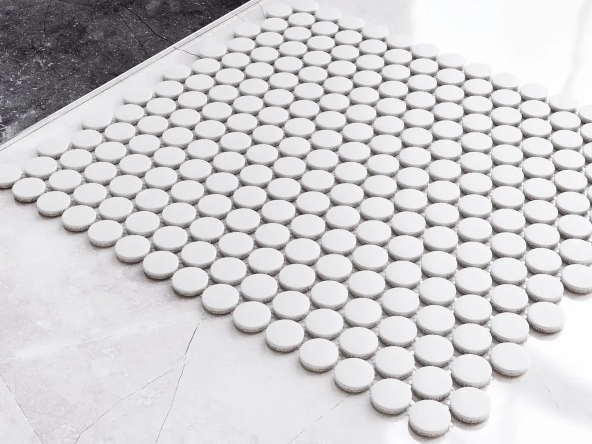 Mozaika ceramiczna Penny Dots white matowa - szklanemozaiki.pl