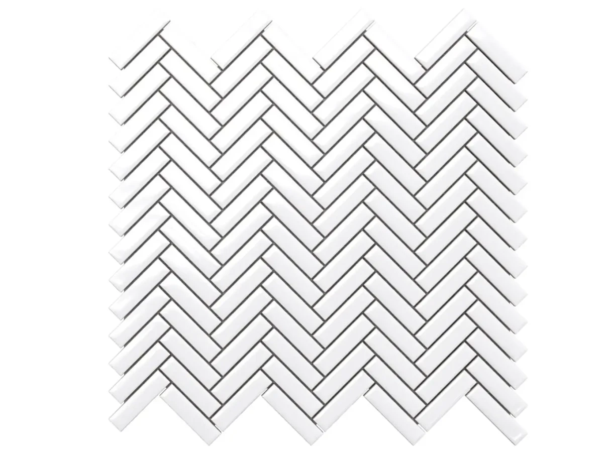 Mozaika ceramiczna Mini Chevron White połysk - szklanemozaiki.pl