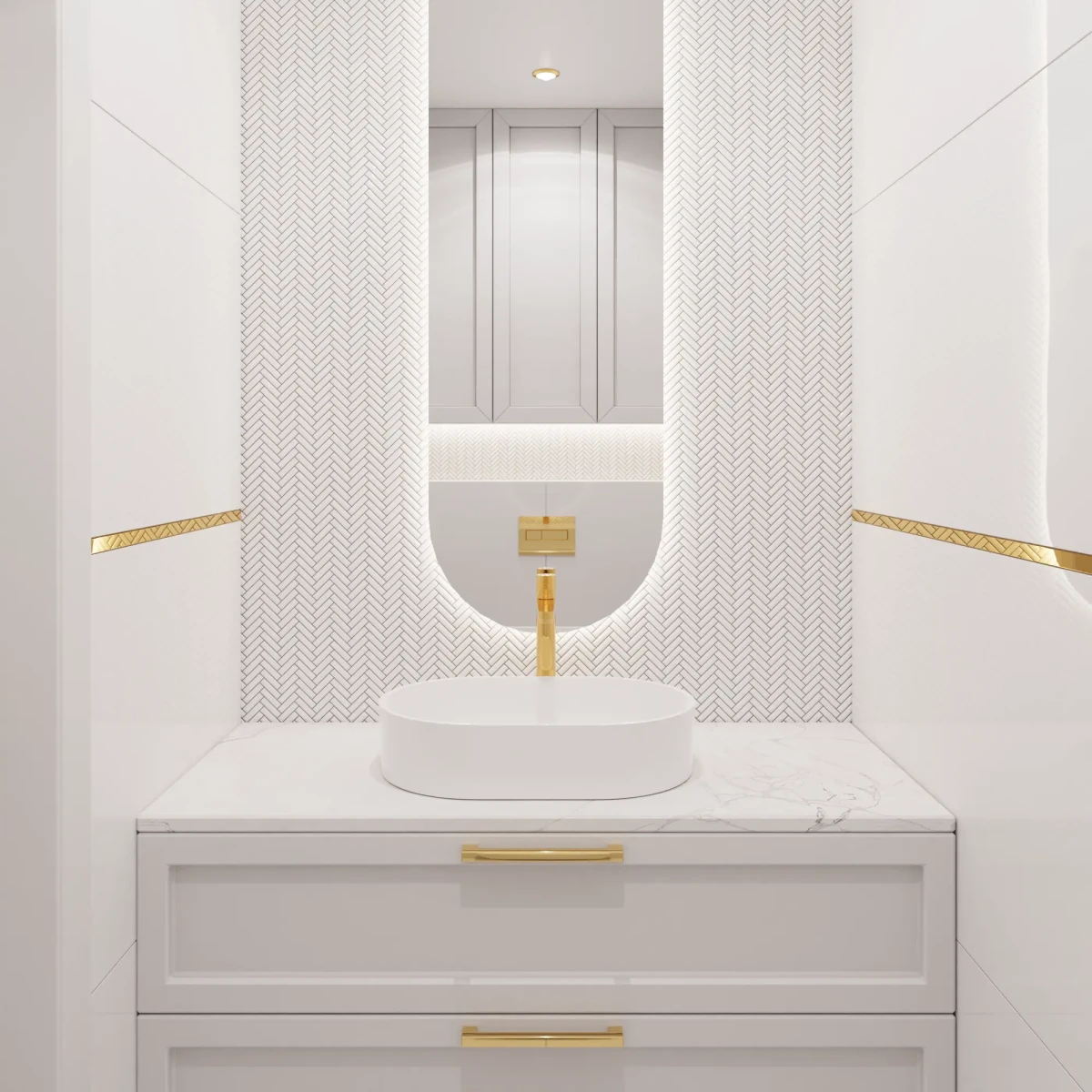 Mozaika ceramiczna Mini Chevron White połysk - szklanemozaiki.pl
