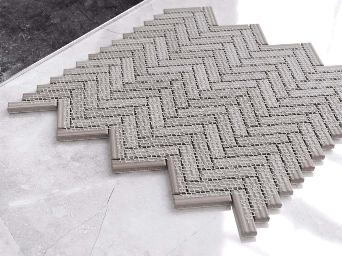 Mozaika ceramiczna Mini Chevron White połysk - szklanemozaiki.pl