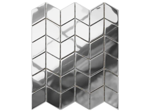 MOZAIKA SZKLANA CHEVRON ROMB SILVER SREBRNA CHROM METALIC