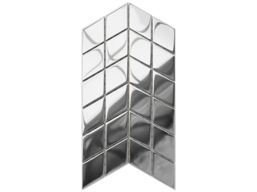 MOZAIKA SZKLANA DOUBLE CHEVRON ROMB SILVER SREBRNA CHROM METALIC
