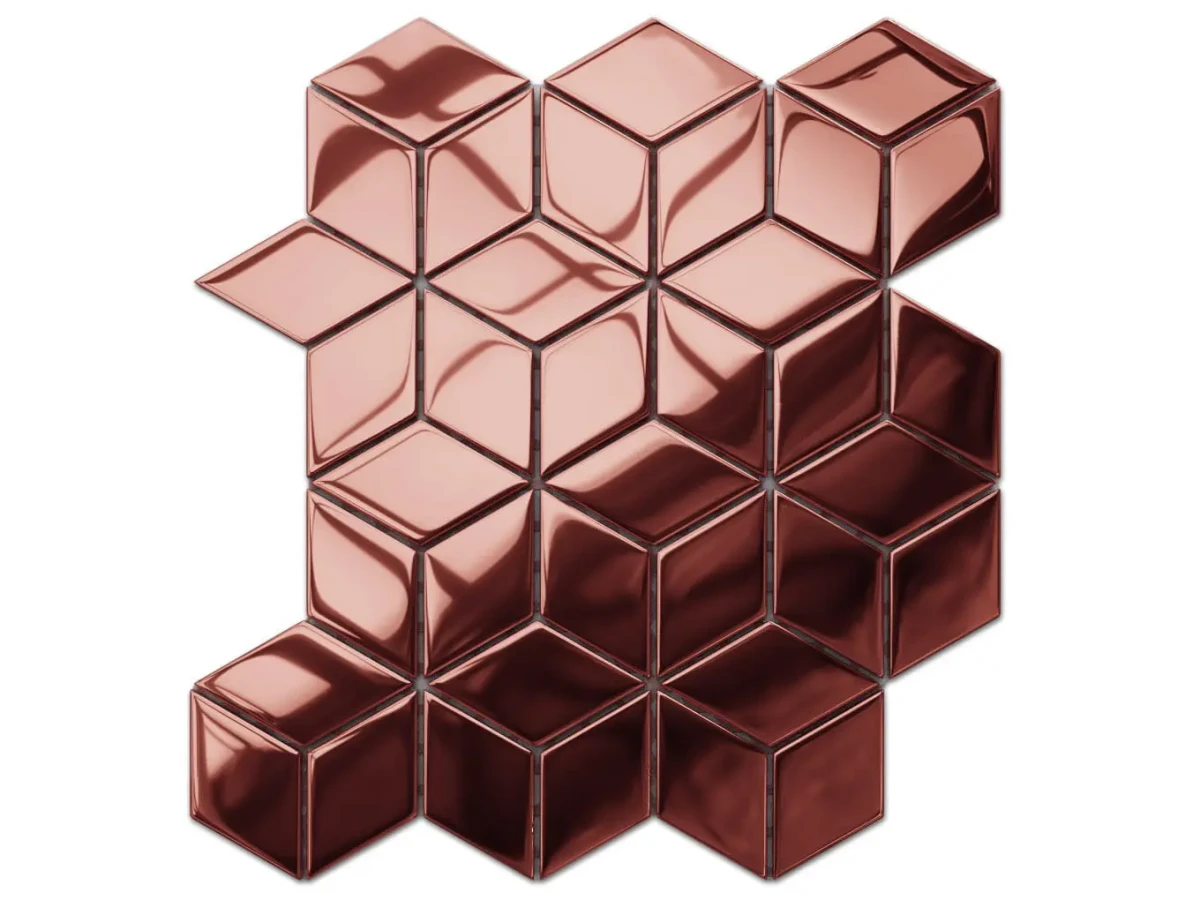 MOZAIKA SZKLANA ROMB DIAMOND COPPER ROSE METALIC  – dekoracyjne do wnętrz – Szklane Mozaiki