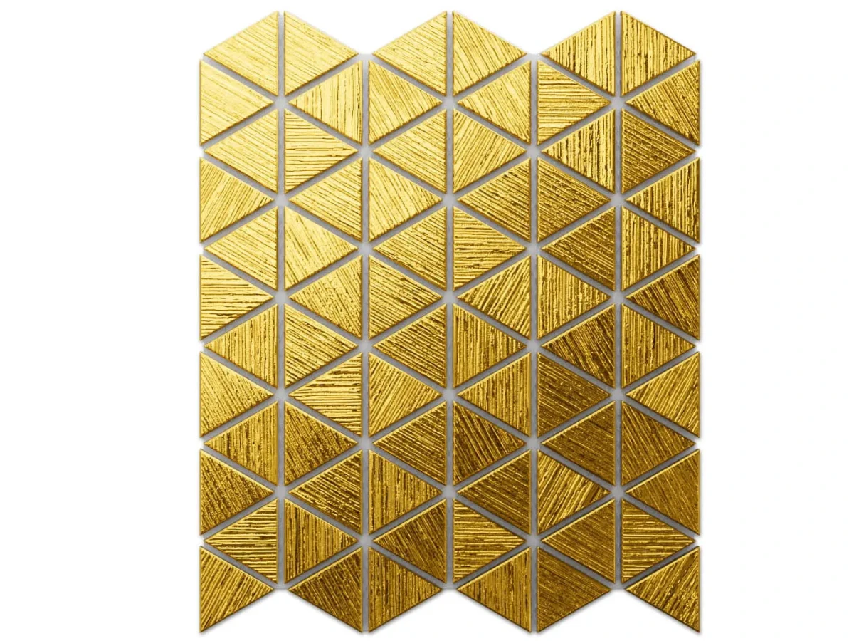 MOZAIKA SZKLANA TRIANGLE BLANKET ZŁOTA GOLD STRUKTURA – dekoracyjne do wnętrz – Szklane Mozaiki